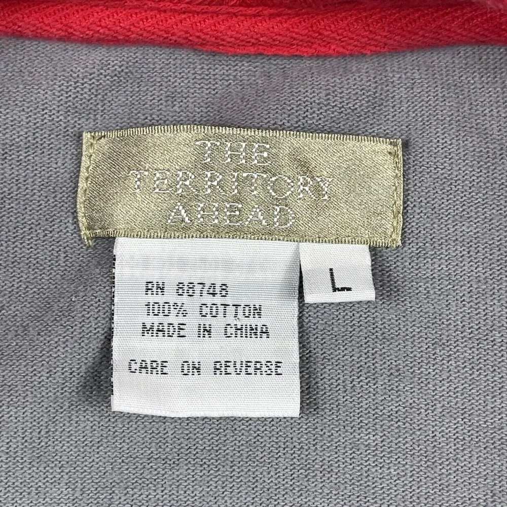 The Territory Ahead‎ Pullover Mens Large Gray Red 1/4 Zip Casual Outdoors Travel